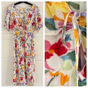 Vernacular Multicolor Floral V-neck Maxi Dress Size Large 41373
